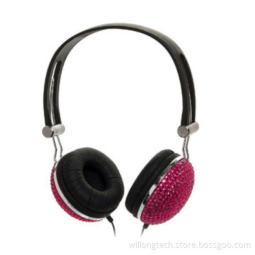 Crystal Over the Ear Headphones with Soft Leather Ear Caps, OEM/ODM Orders Welcomed
